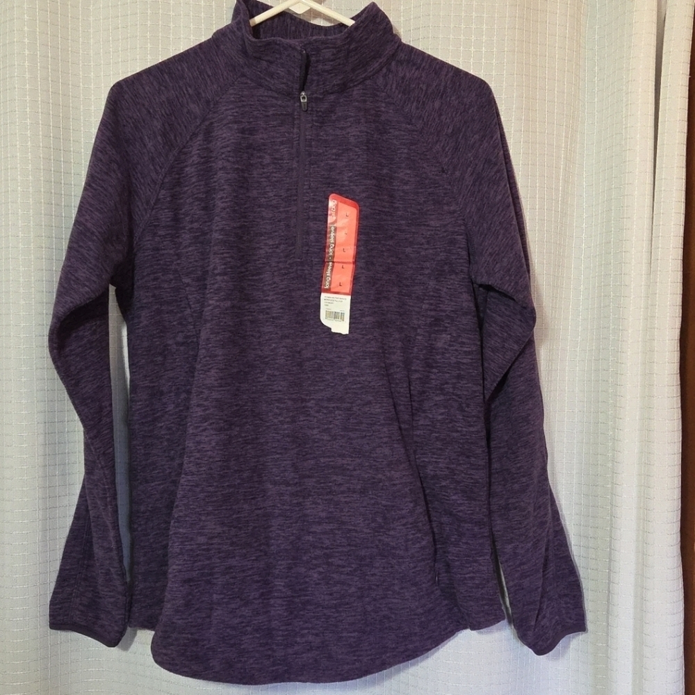 BCG Active Basics Womenβs Large 1/4 Zip Loganberry Purple NWT